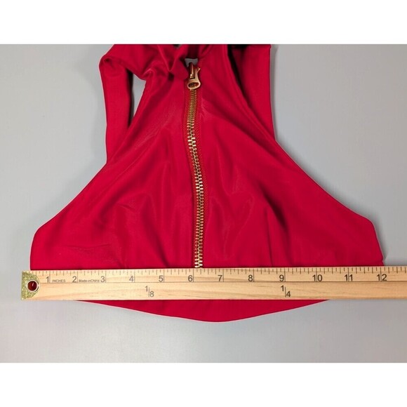 Beach Bunny Swim Bikini Top Small Red Zip Front High Neck Beach Eye Catching - Picture 9 of 11